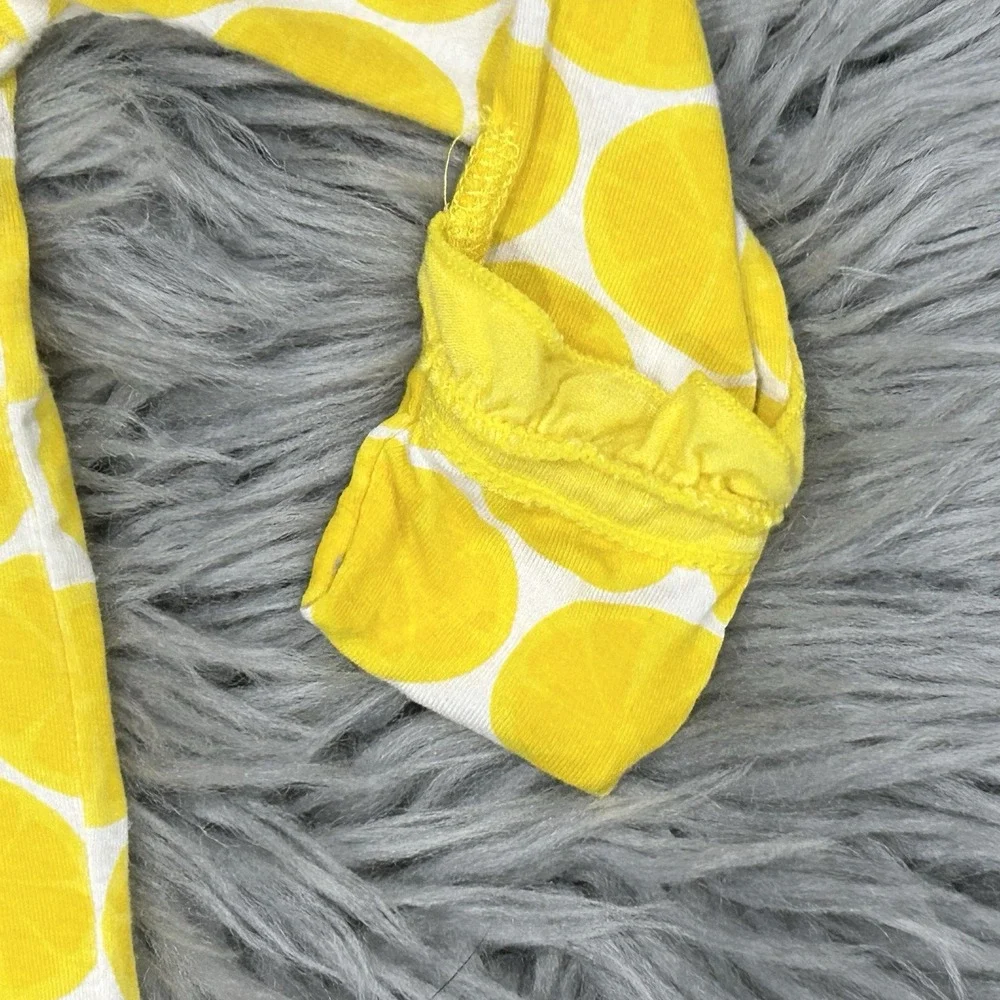 Kicky Pants Yellow Citrus Print Muffin Ruffle‎ Footed Snap Up Jammy 3-6 Month